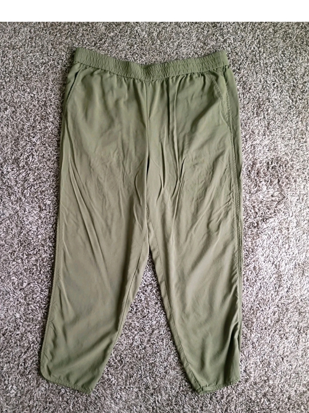 Madewell Women’s L Dolphin Hem Track Trousers Pants Pull On Lightweight Olive